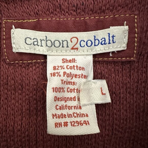Carbon 2 Cobalt Sweater Mens Large Red 1/4 Zip Knit Pulover Casual Pocket Adult - Picture 2 of 5